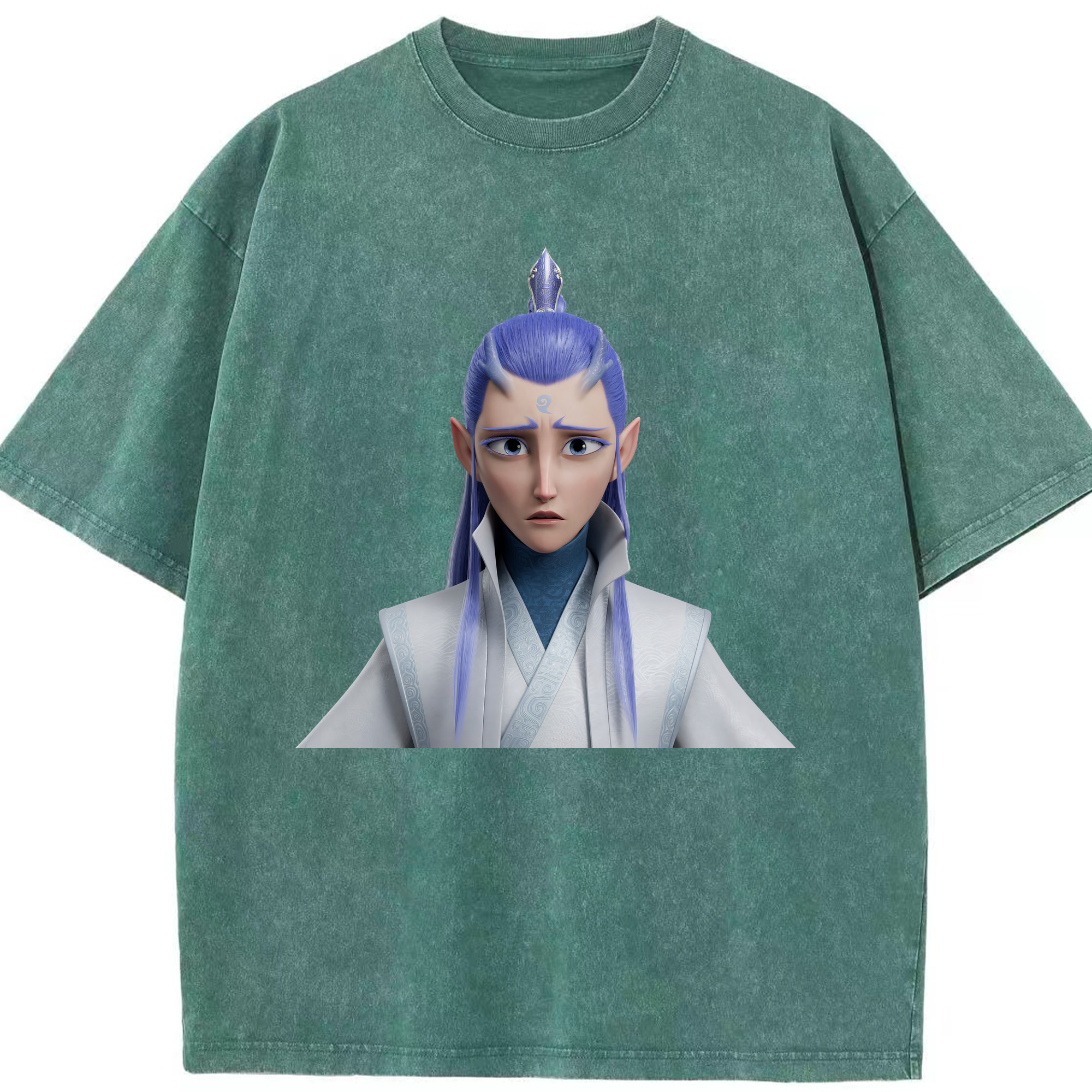 （画像用） Ne Zha 2 ナタ 魔童の大暴れ 綿100% ヴィンテージ風 半袖Tシャツ（フロントプリント）